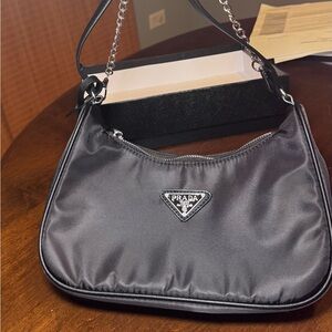Classic Black Nylon Shoulder Bag